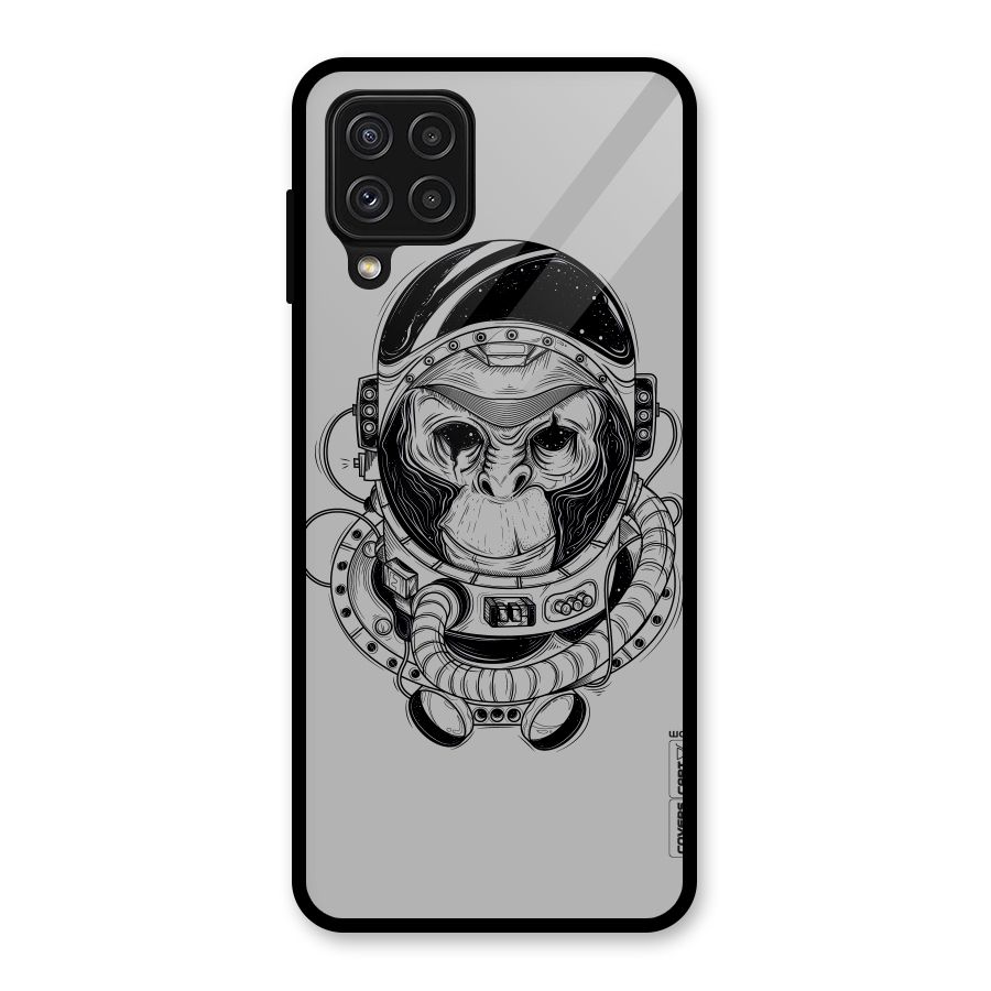 Chimpanzee Astronaut Glass Back Case for Galaxy A22 4G