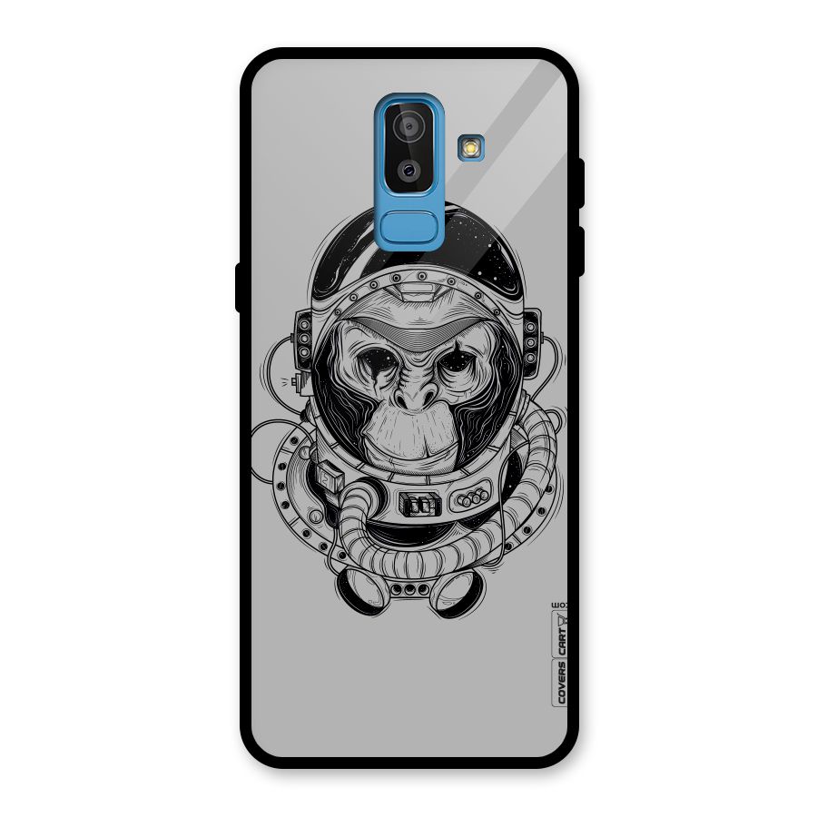 Chimpanzee Astronaut Glass Back Case for Galaxy J8