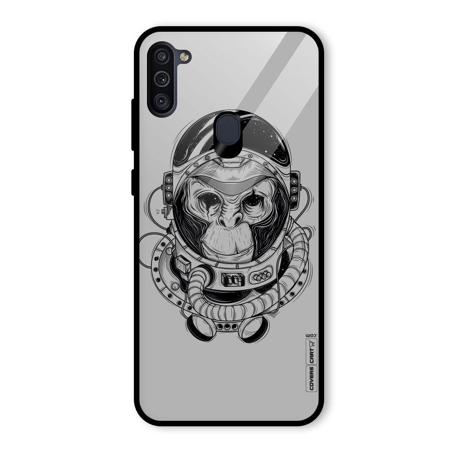 Chimpanzee Astronaut Glass Back Case for Galaxy M11