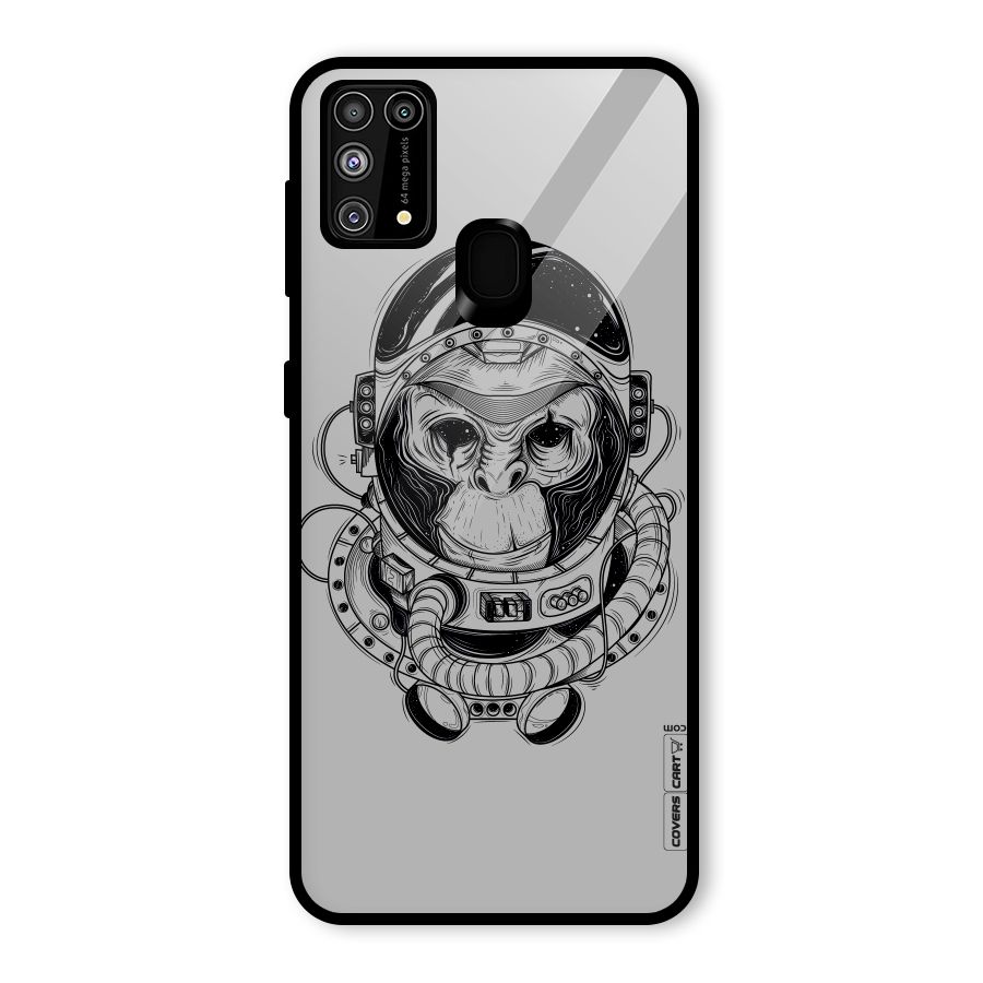 Chimpanzee Astronaut Glass Back Case for Galaxy M31