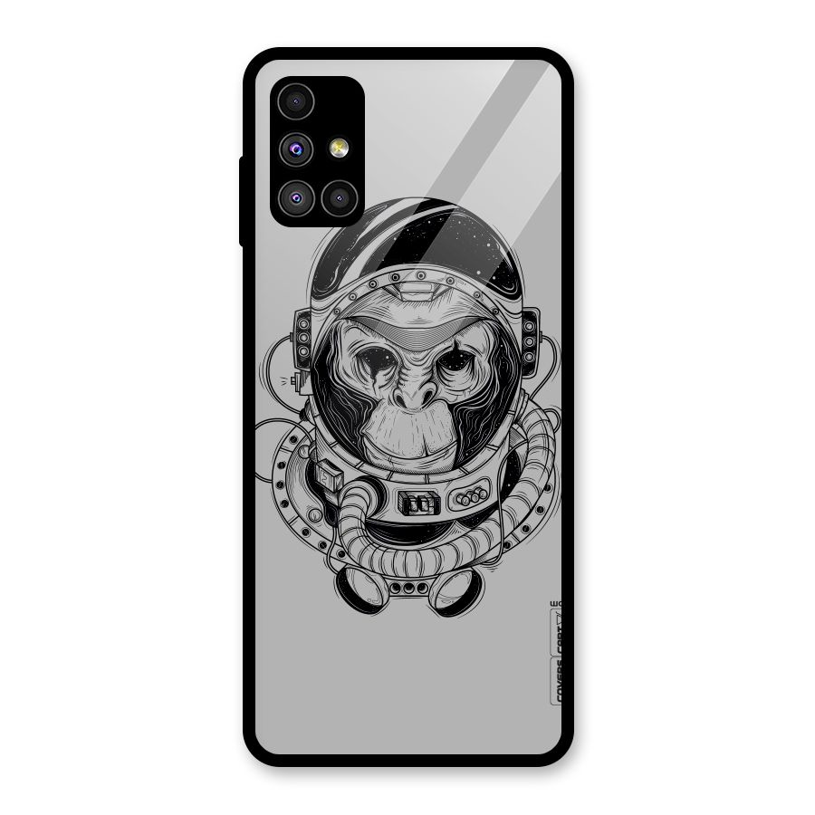 Chimpanzee Astronaut Glass Back Case for Galaxy M51