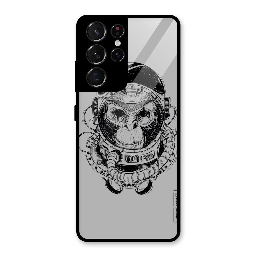 Chimpanzee Astronaut Glass Back Case for Galaxy S21 Ultra 5G