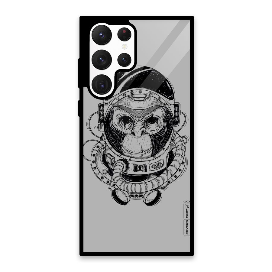 Chimpanzee Astronaut Glass Back Case for Galaxy S22 Ultra 5G