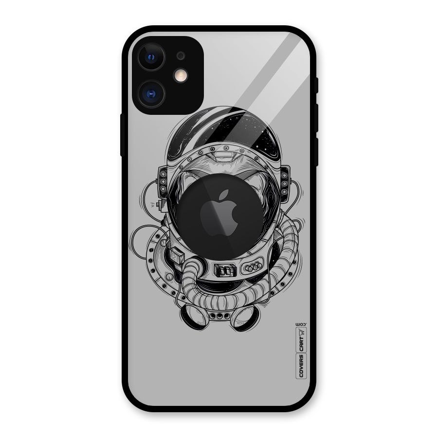 Chimpanzee Astronaut Glass Back Case for iPhone 11 Logo Cut