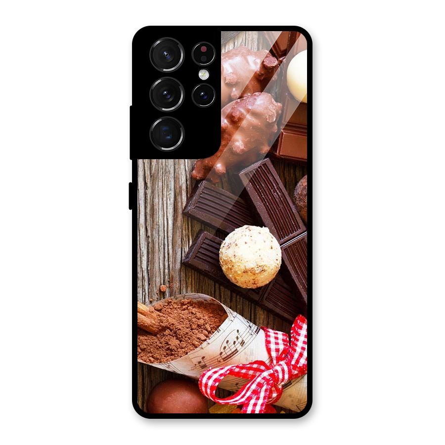 Chocolate Candies Glass Back Case for Galaxy S21 Ultra 5G