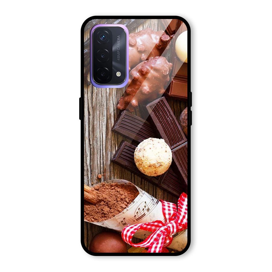 Chocolate Candies Glass Back Case for Oppo A74 5G