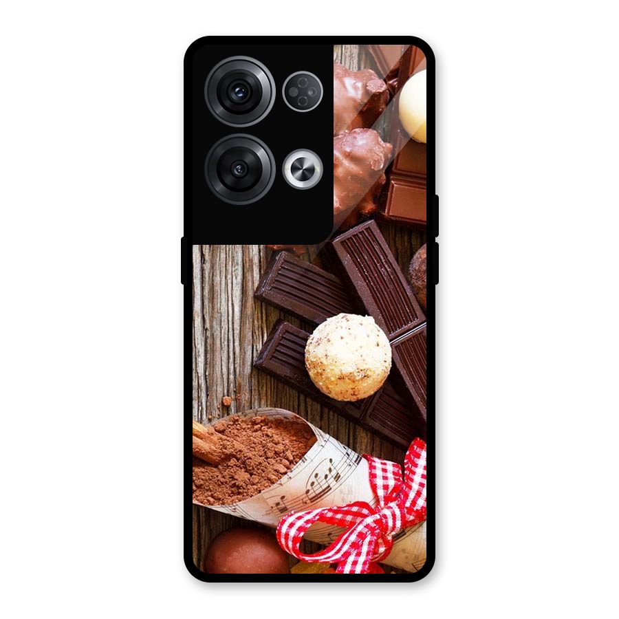 Chocolate Candies Glass Back Case for Oppo Reno8 Pro 5G