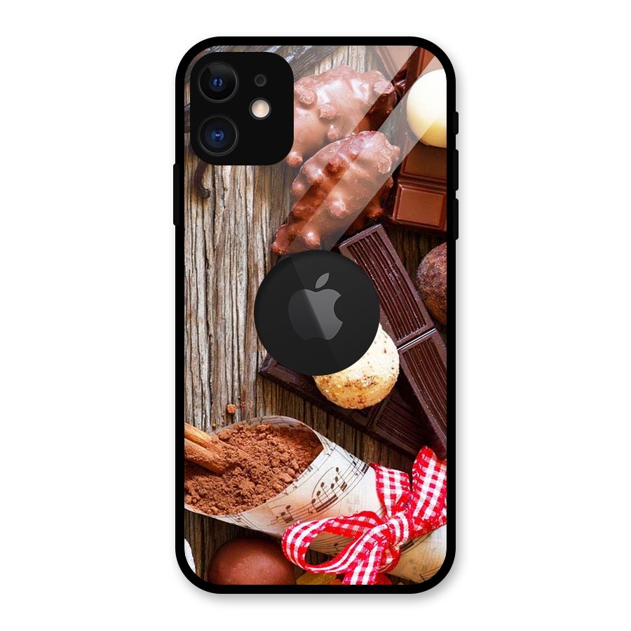 Chocolate Candies Glass Back Case for iPhone 11 Logo Cut