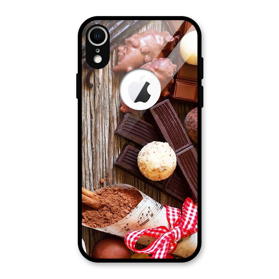 Chocolate Candies Glass Back Case for iPhone XR Logo Cut