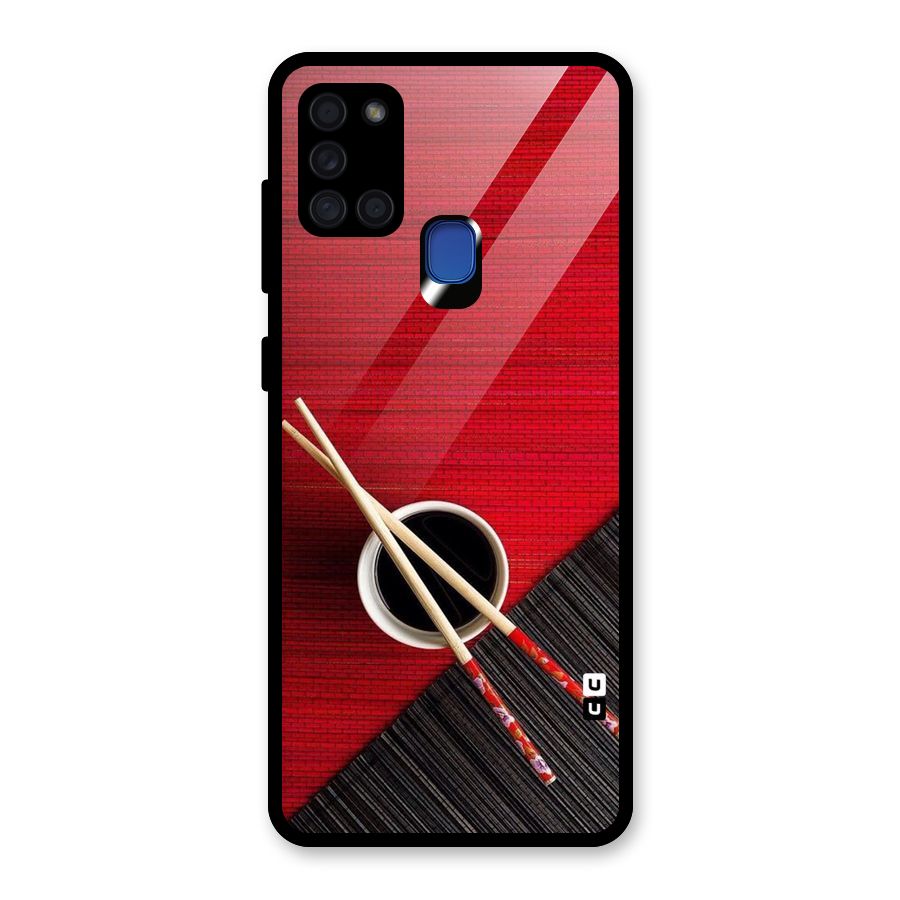 Chopstick Design Glass Back Case for Galaxy A21s