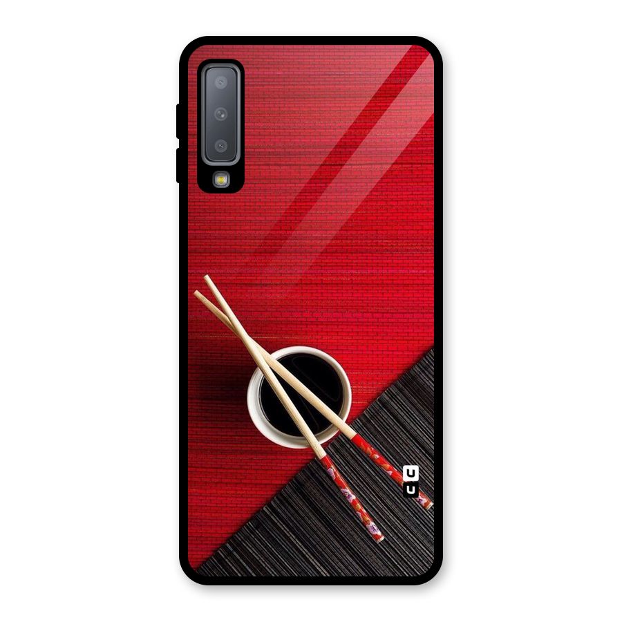 Chopstick Design Glass Back Case for Galaxy A7 (2018)