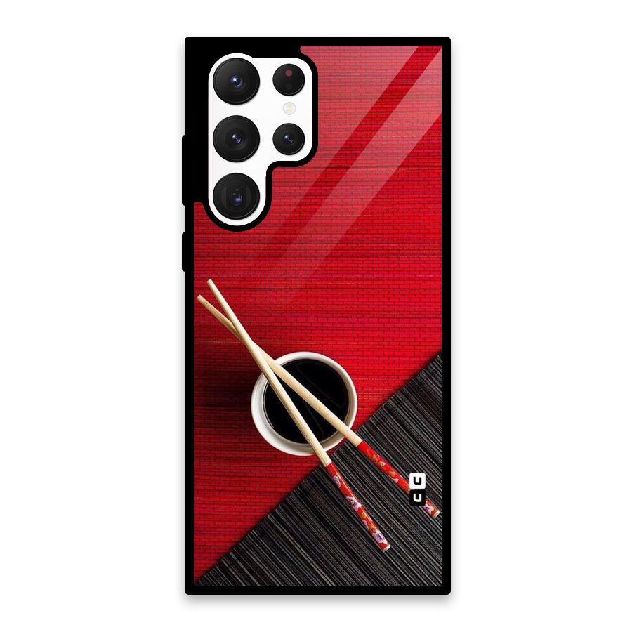 Chopstick Design Glass Back Case for Galaxy S22 Ultra 5G