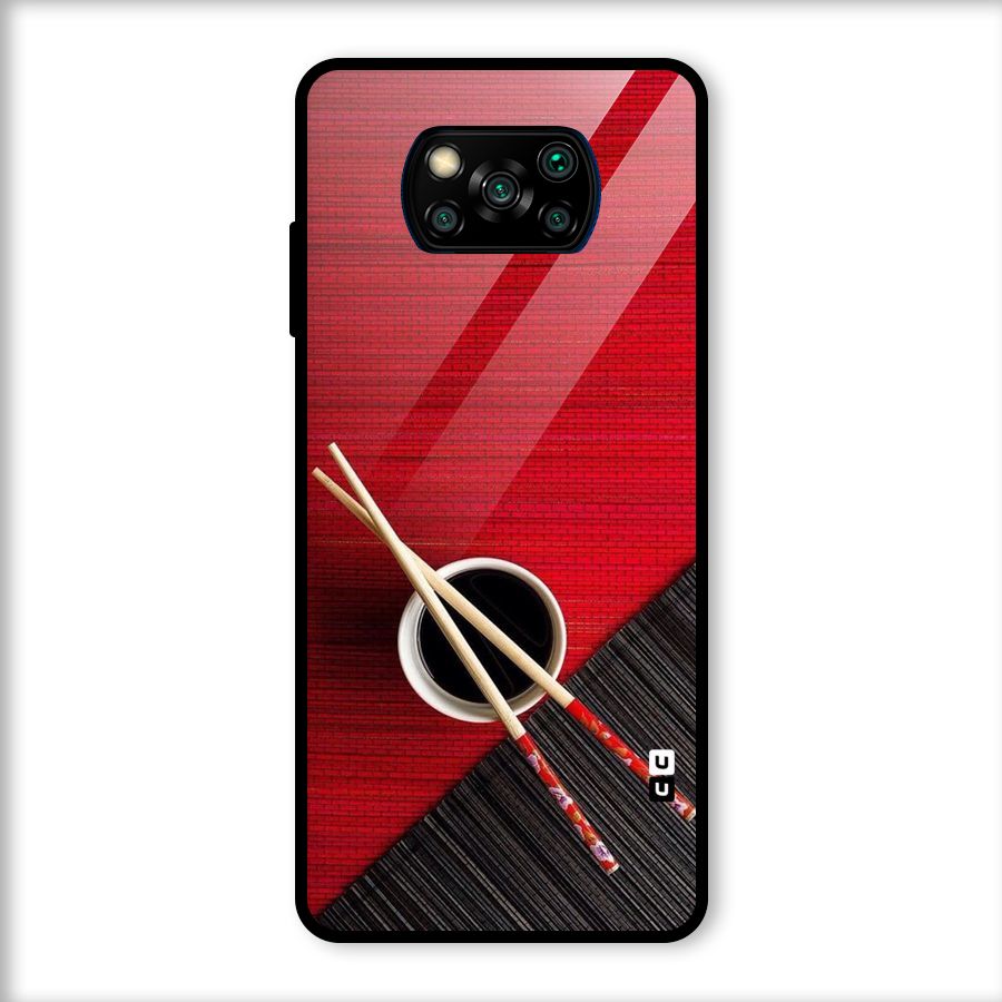 Chopstick Design Glass Back Case for Poco X3