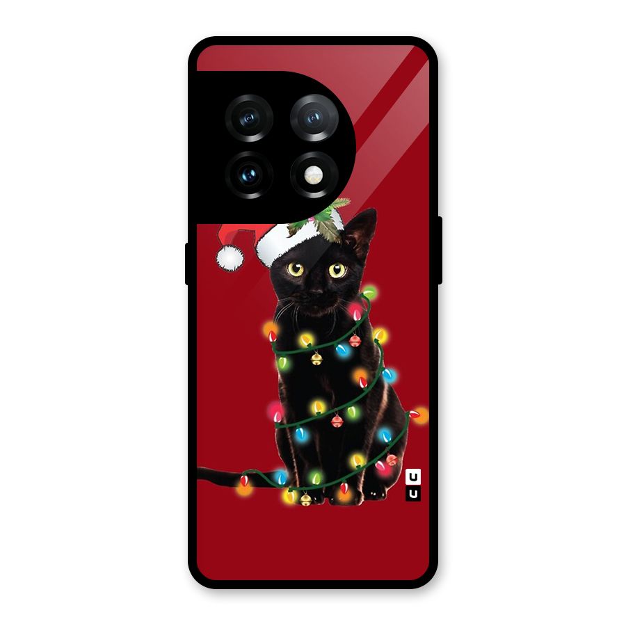 Christmas Cap Cat Glass Back Case for OnePlus 11