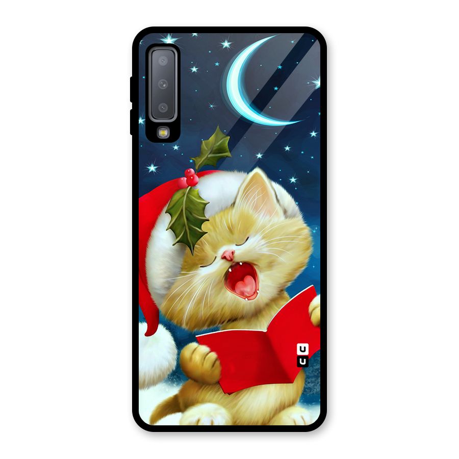 Christmas Cat Glass Back Case for Galaxy A7 (2018)