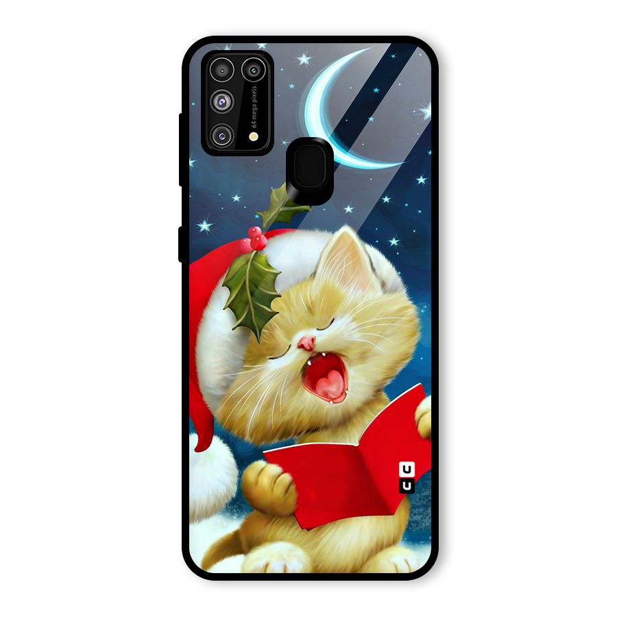 Christmas Cat Glass Back Case for Galaxy F41