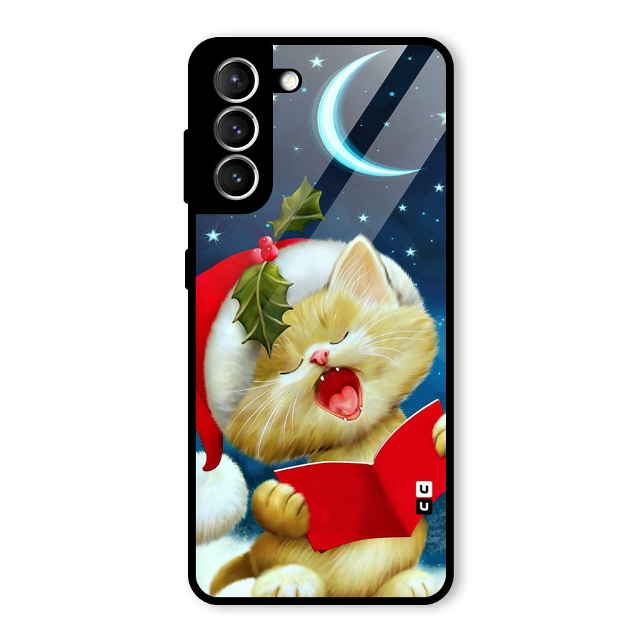 Christmas Cat Glass Back Case for Galaxy S21 5G
