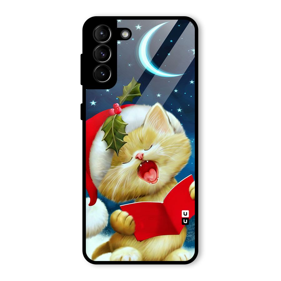 Christmas Cat Glass Back Case for Galaxy S21 Plus
