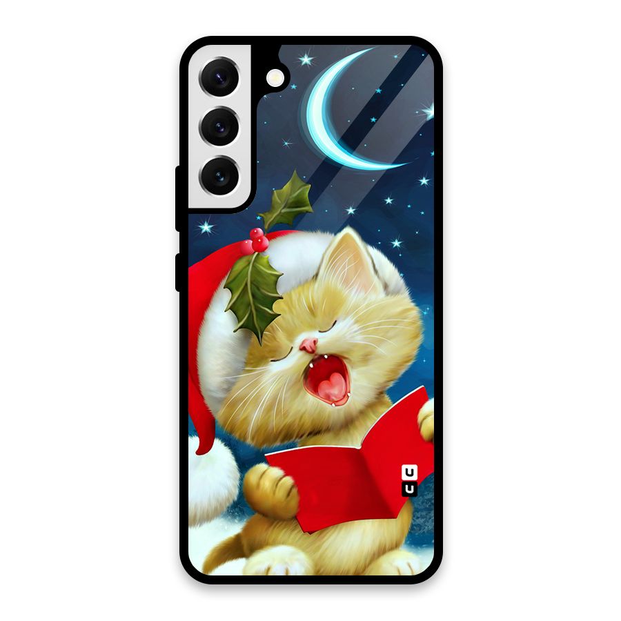 Christmas Cat Glass Back Case for Galaxy S22 Plus 5G