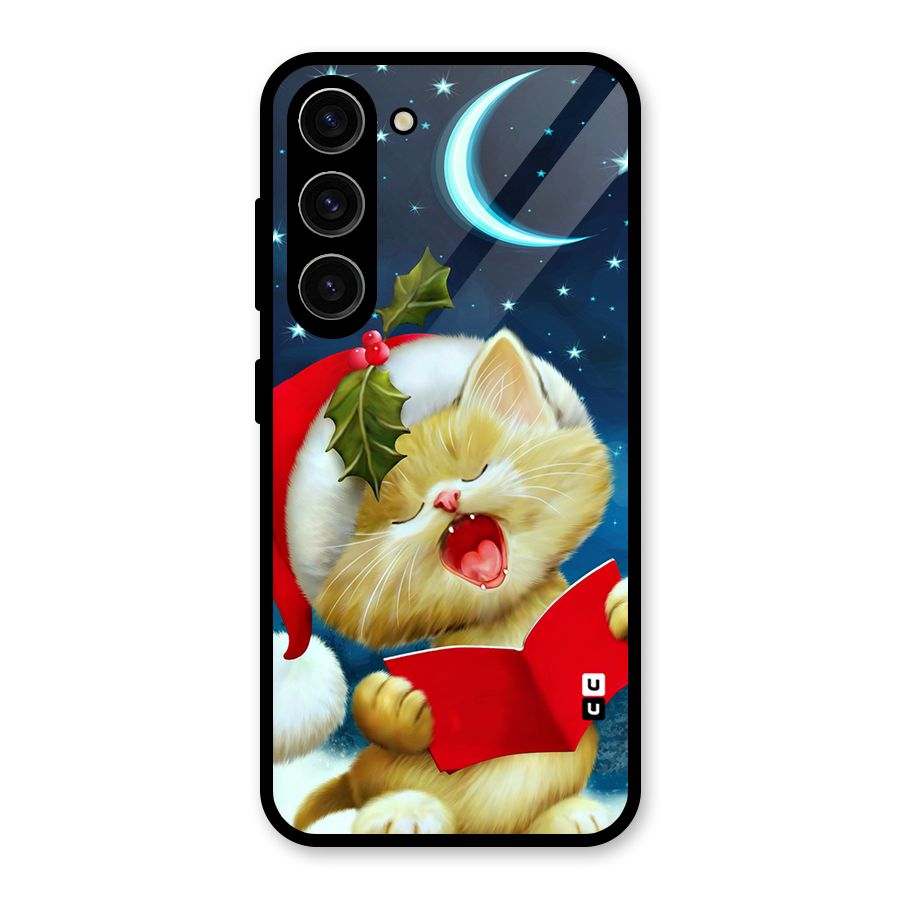 Christmas Cat Glass Back Case for Galaxy S23
