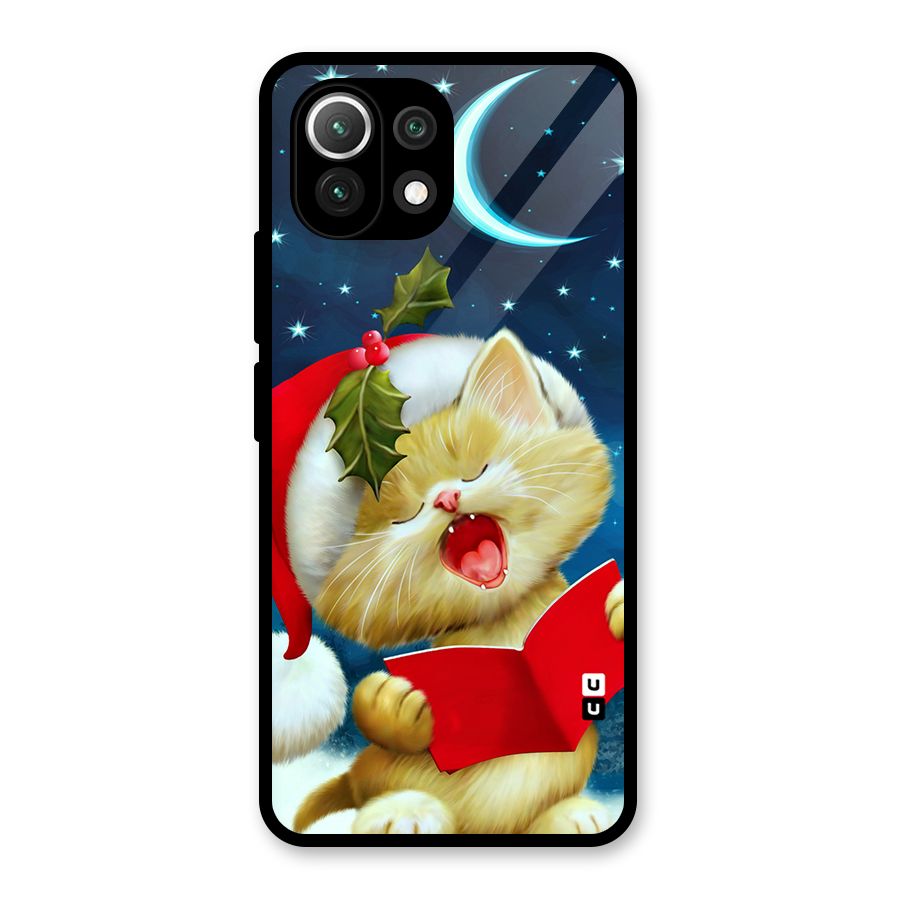 Christmas Cat Glass Back Case for Mi 11 Lite