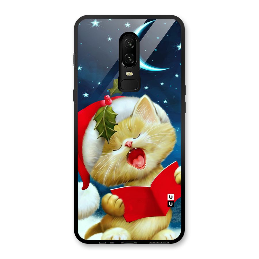 Christmas Cat Glass Back Case for OnePlus 6