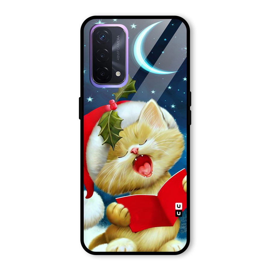 Christmas Cat Glass Back Case for Oppo A74 5G