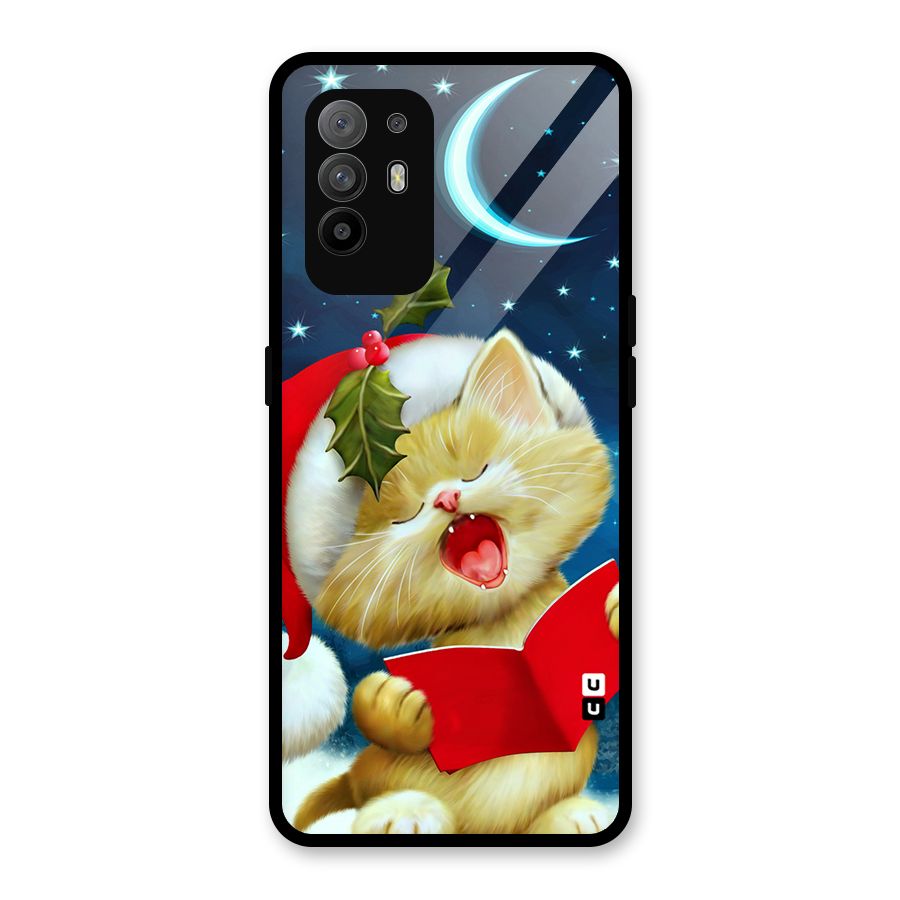Christmas Cat Glass Back Case for Oppo F19 Pro Plus 5G