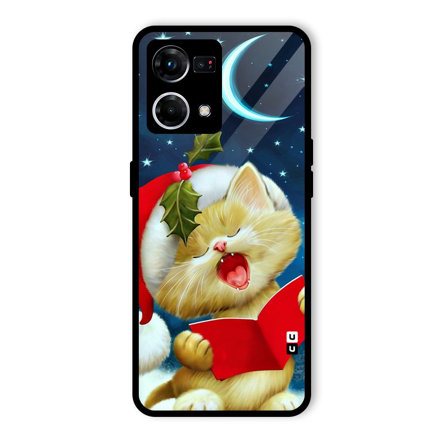 Christmas Cat Glass Back Case for Oppo F21 Pro 4G