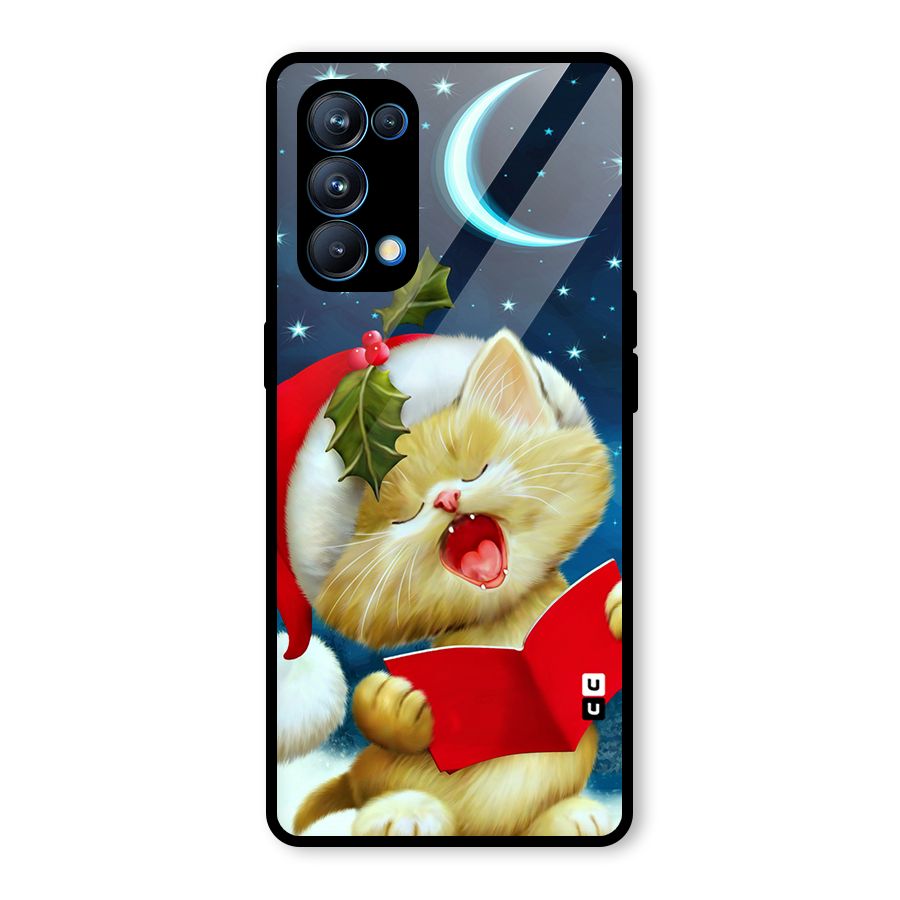 Christmas Cat Glass Back Case for Oppo Reno5 Pro 5G