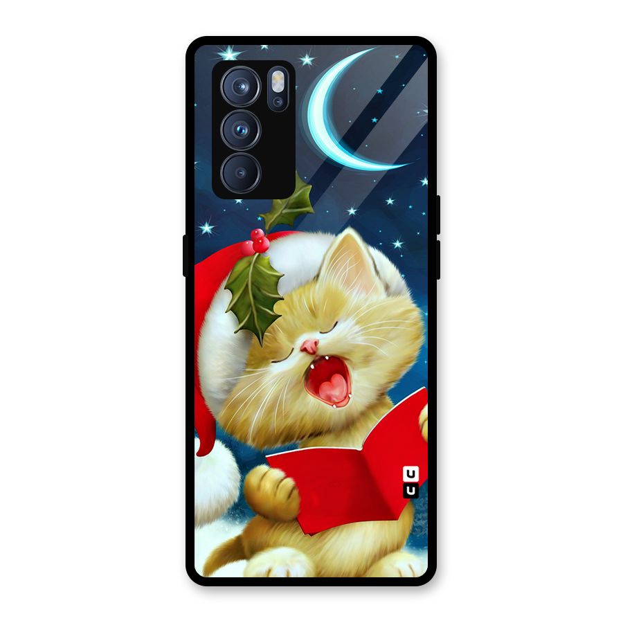 Christmas Cat Glass Back Case for Oppo Reno6 Pro 5G