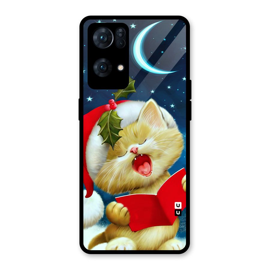 Christmas Cat Glass Back Case for Oppo Reno7 Pro 5G