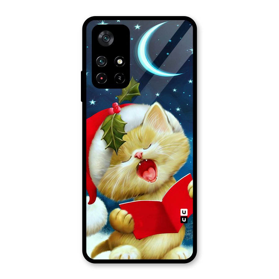 Christmas Cat Glass Back Case for Poco M4 Pro 5G