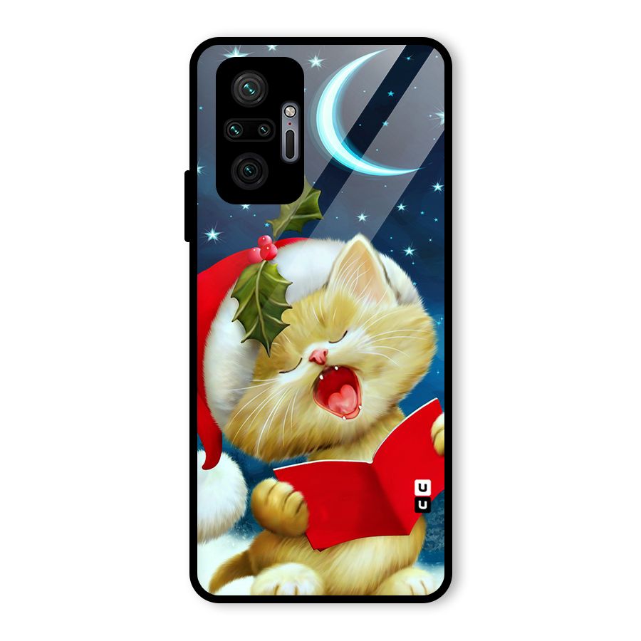 Christmas Cat Glass Back Case for Redmi Note 10 Pro