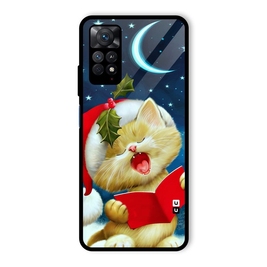 Christmas Cat Glass Back Case for Redmi Note 11 Pro