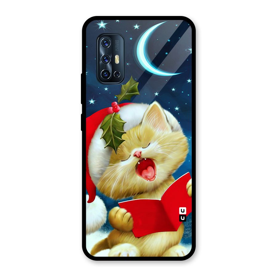 Christmas Cat Glass Back Case for Vivo V17