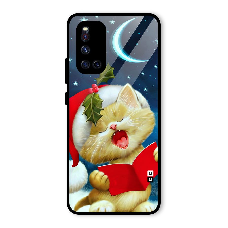 Christmas Cat Glass Back Case for Vivo V19