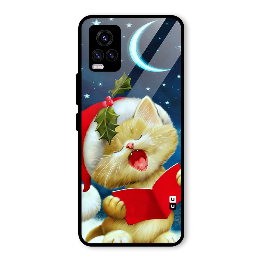 Christmas Cat Glass Back Case for Vivo V20