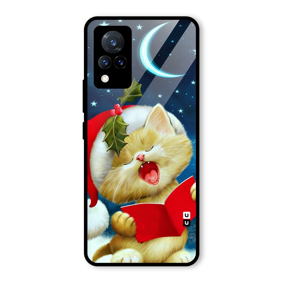 Christmas Cat Glass Back Case for Vivo V21 5G
