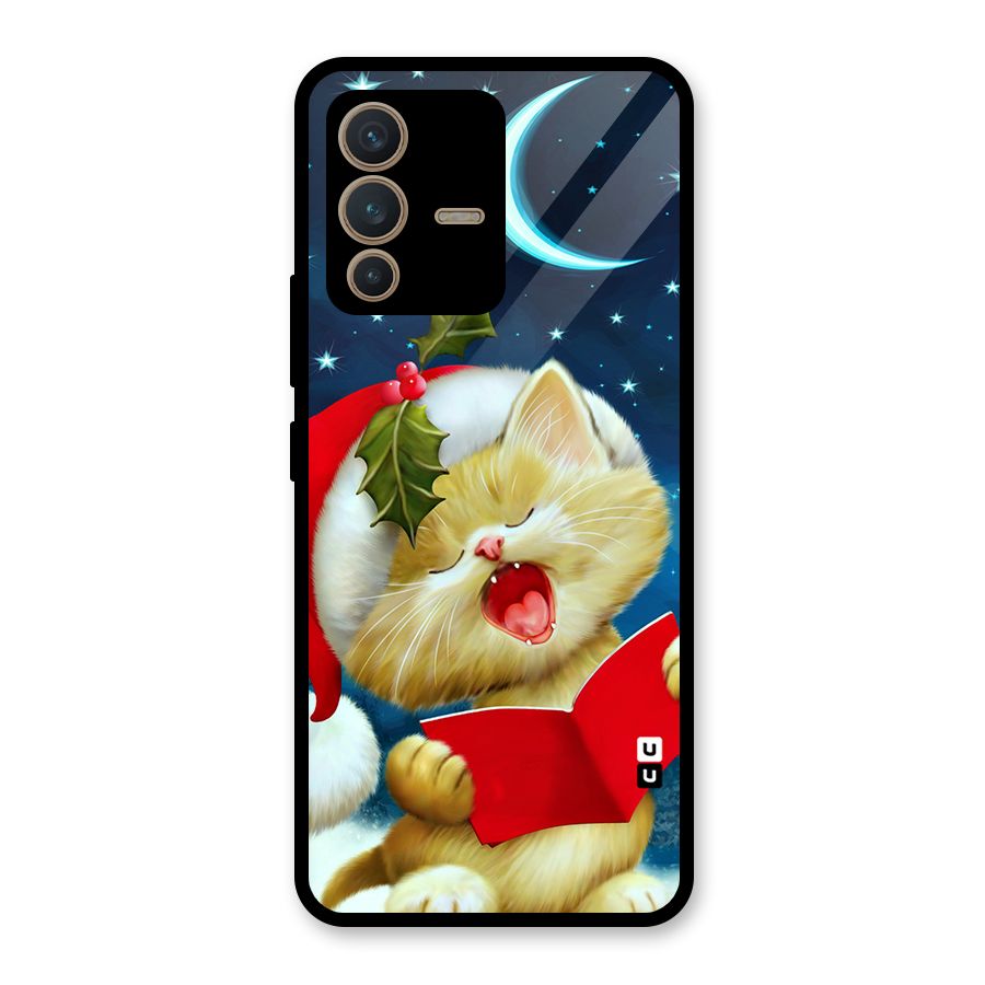 Christmas Cat Glass Back Case for Vivo V23 5G