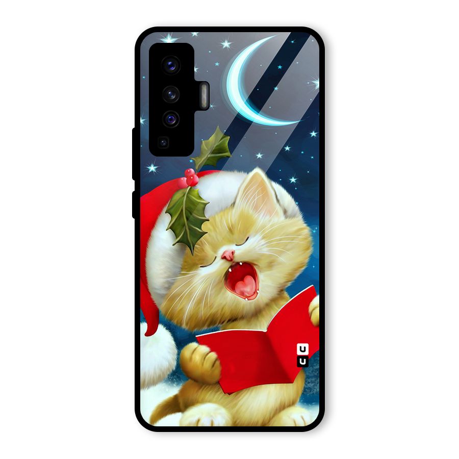 Christmas Cat Glass Back Case for Vivo X50