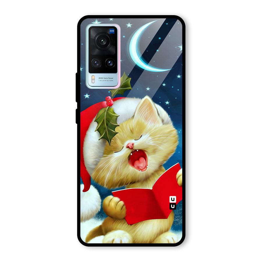 Christmas Cat Glass Back Case for Vivo X60