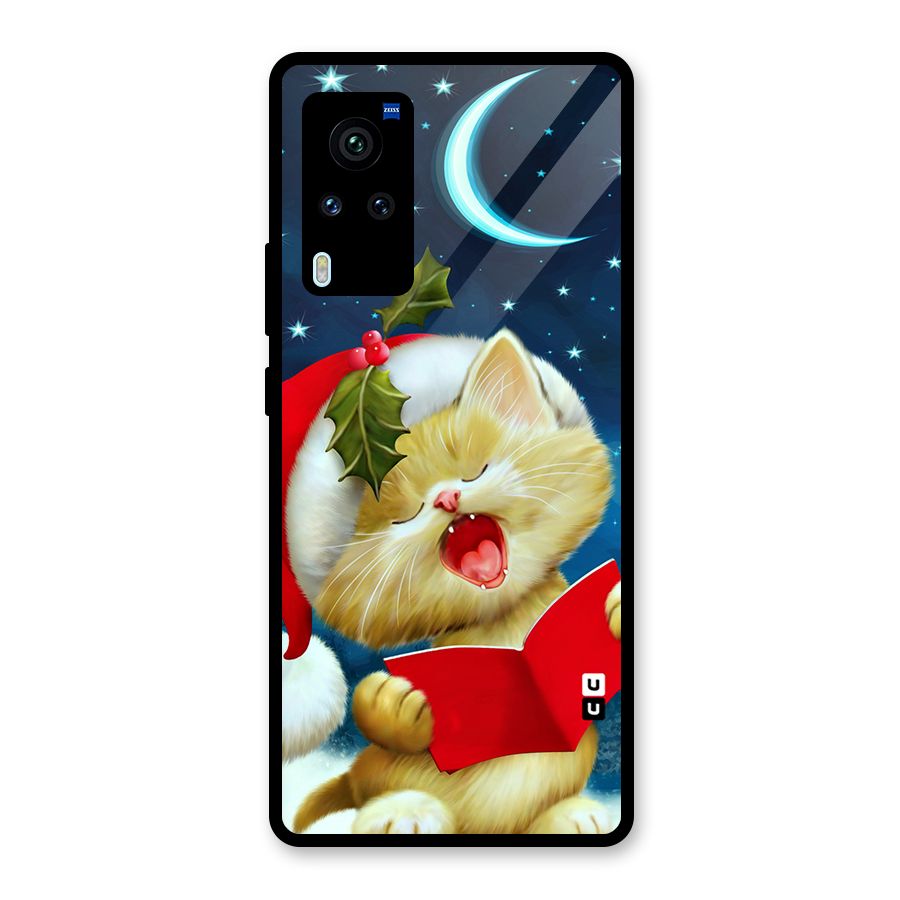 Christmas Cat Glass Back Case for Vivo X60 Pro