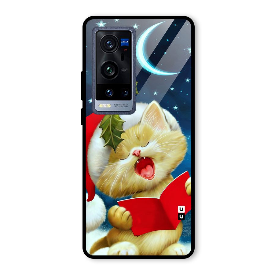 Christmas Cat Glass Back Case for Vivo X60 Pro Plus