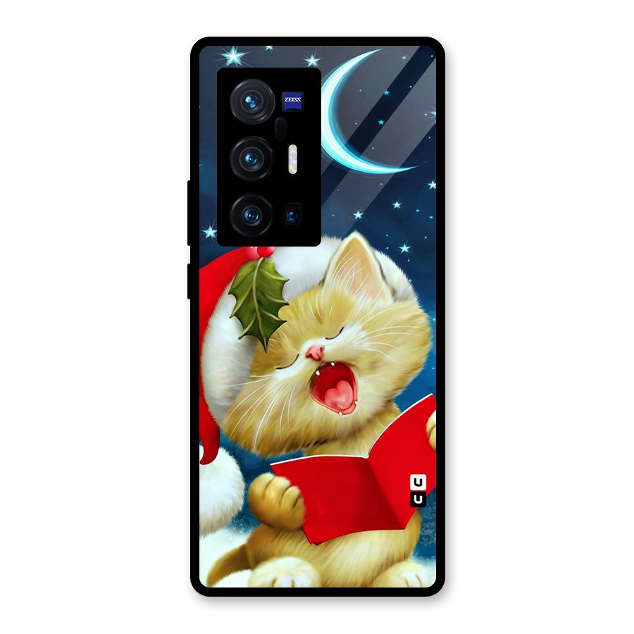 Christmas Cat Glass Back Case for Vivo X70 Pro Plus