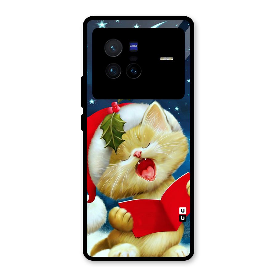 Christmas Cat Glass Back Case for Vivo X80