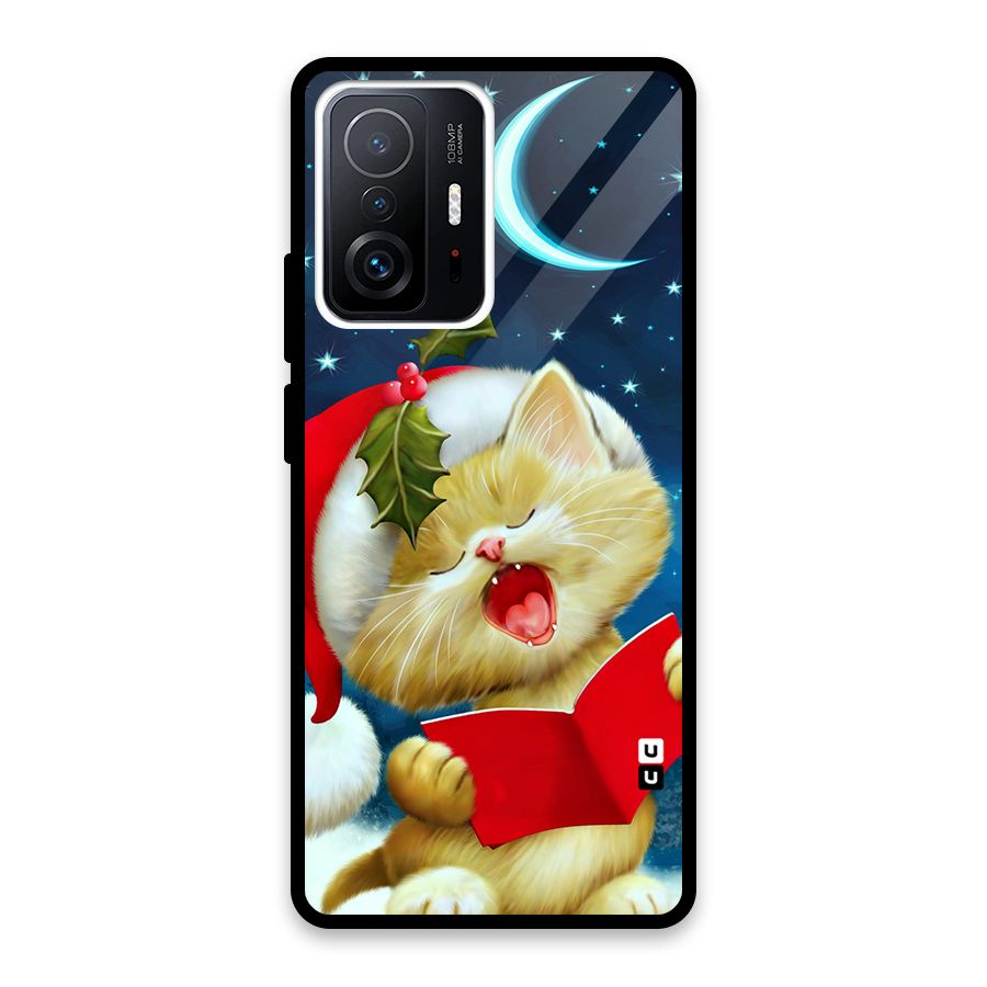 Christmas Cat Glass Back Case for Xiaomi 11T Pro