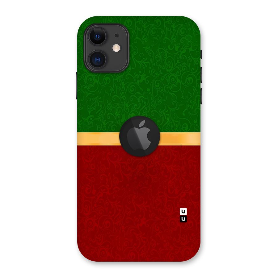 Christmas Colors Stripe Back Case for iPhone 11 Logo Cut
