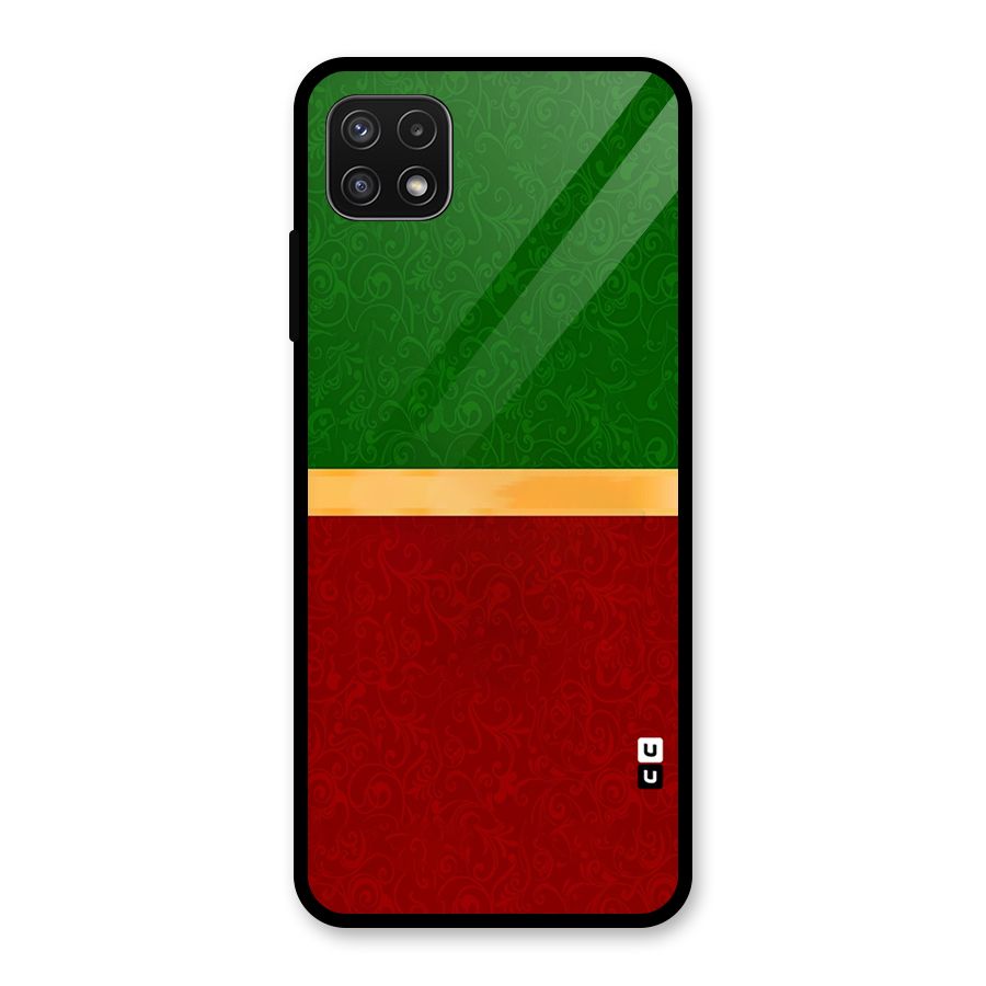 Christmas Colors Stripe Glass Back Case for Galaxy A22 5G