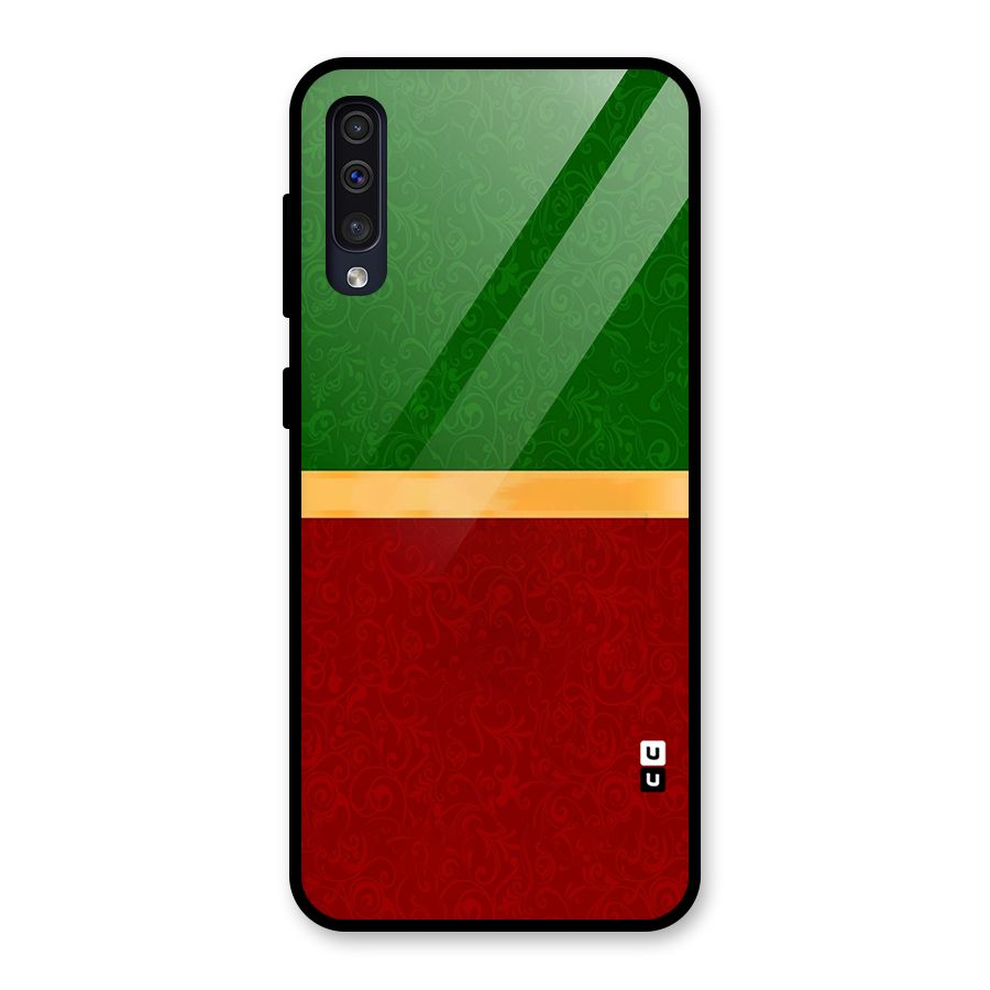 Christmas Colors Stripe Glass Back Case for Galaxy A30s